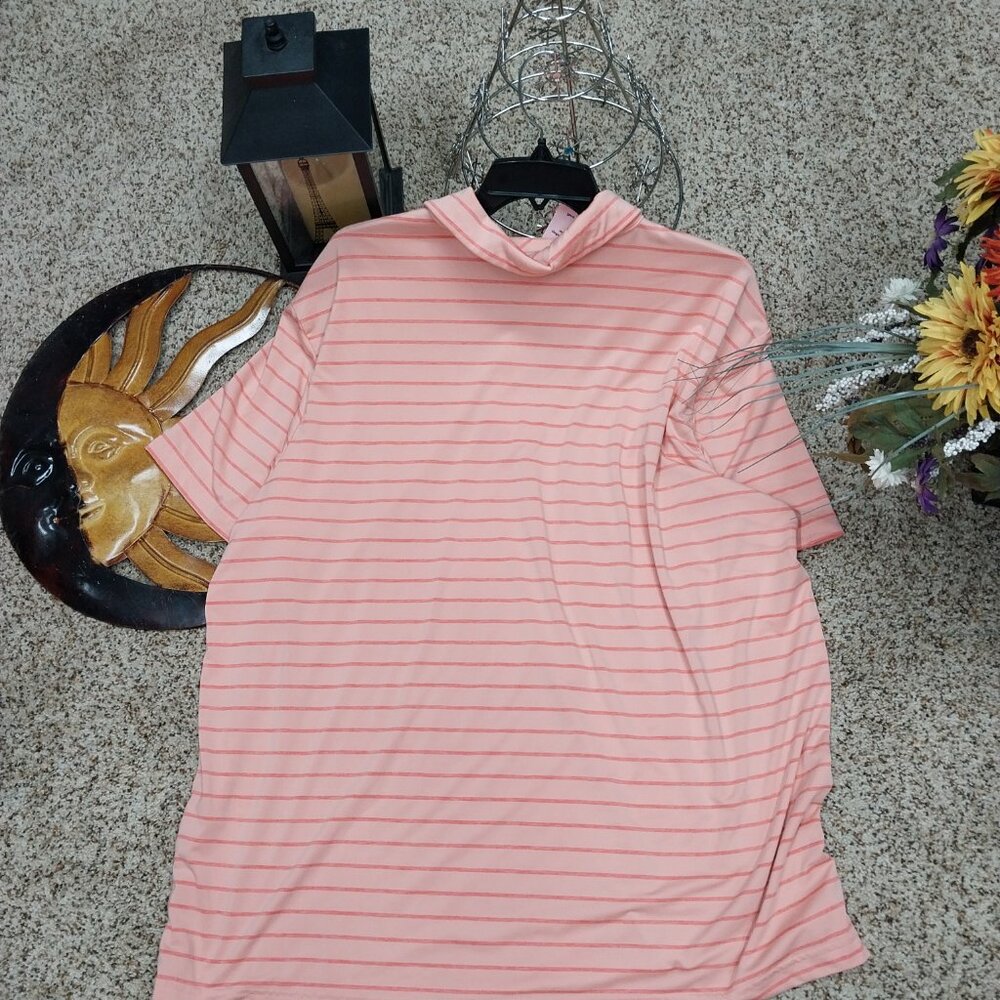 3124 Size XXL Members Mark Polo Shirt in Orange Stripe - Picture 4 of 5